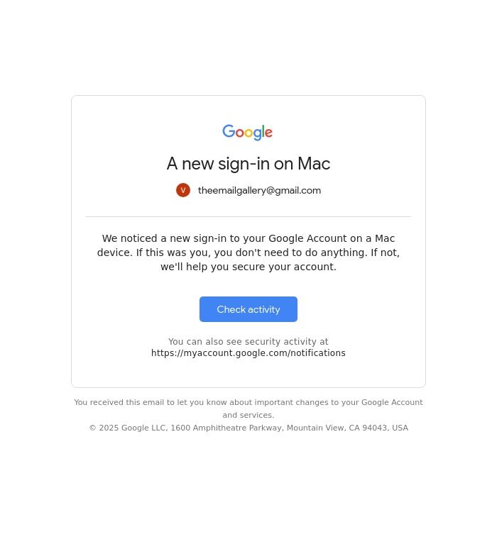 Email Design Inspiration from Google, Security alert