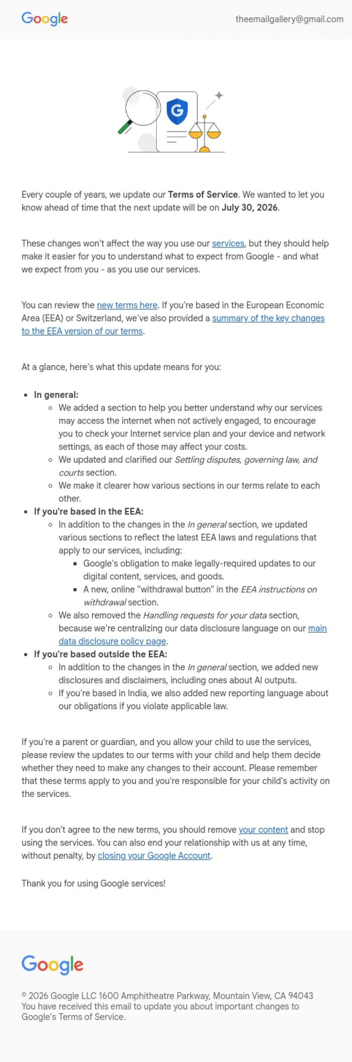 Email Design Inspiration from Google, Learn more about our updated Terms of Service