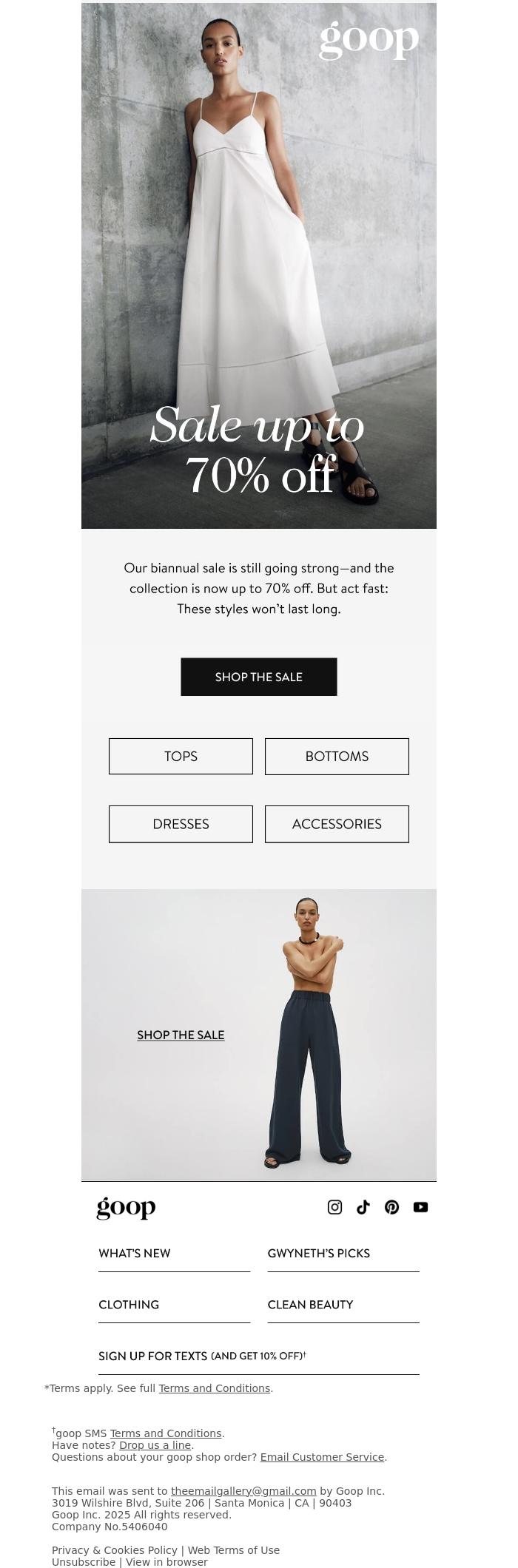 Email Design Inspiration from goop, we're going deep