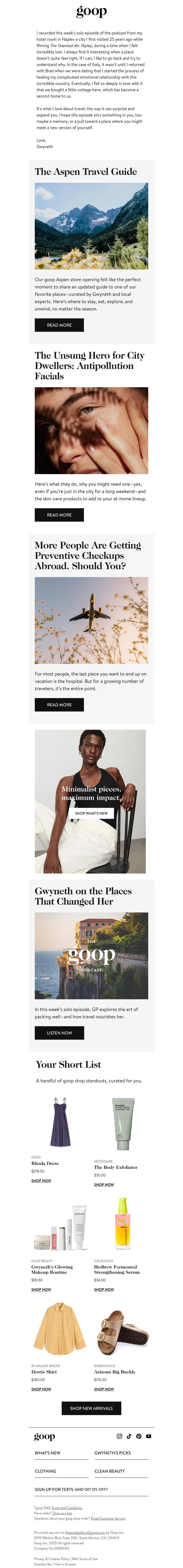 Email Design Inspiration from goop, the Thursday newsletter