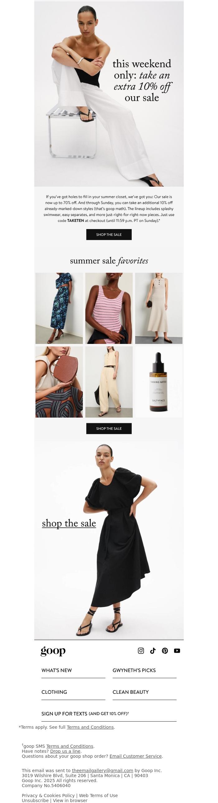 Email Design Inspiration from goop, this weekend only: an even better sale