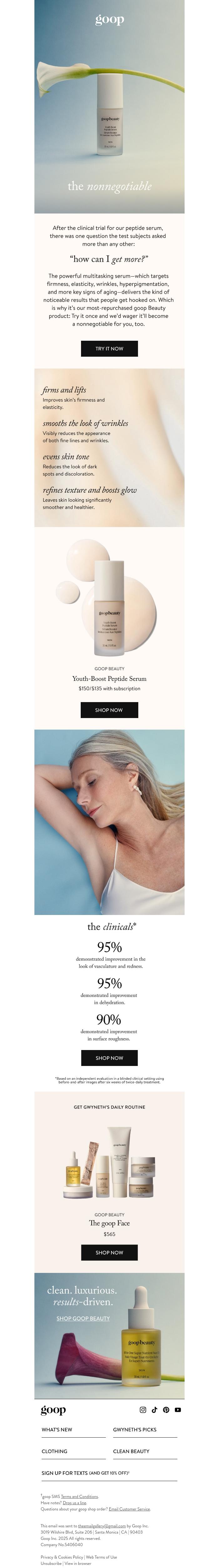 Email Design Inspiration from goop, our most repurchased product