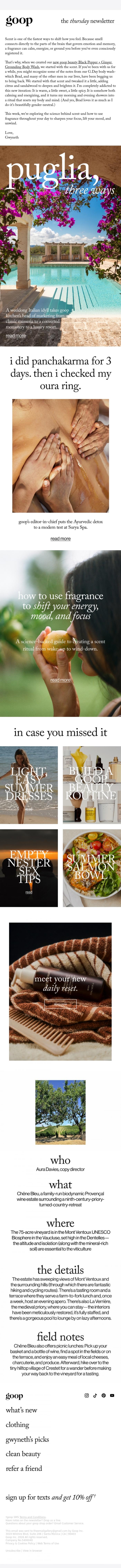 Email Design Inspiration from goop, the Thursday newsletter