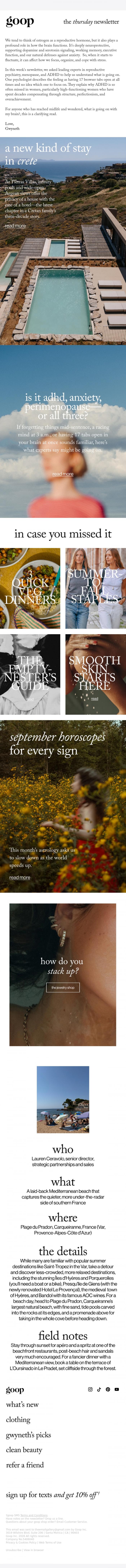 Email Design Inspiration from goop, the Thursday newsletter