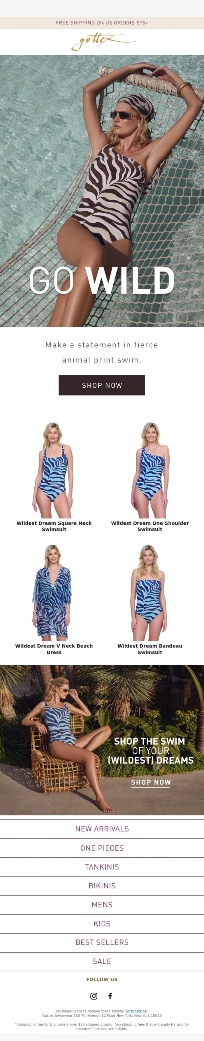 Email Design Inspiration from Gottex Swimwear, Go Wild in NEW Animal Print Swim 🦓