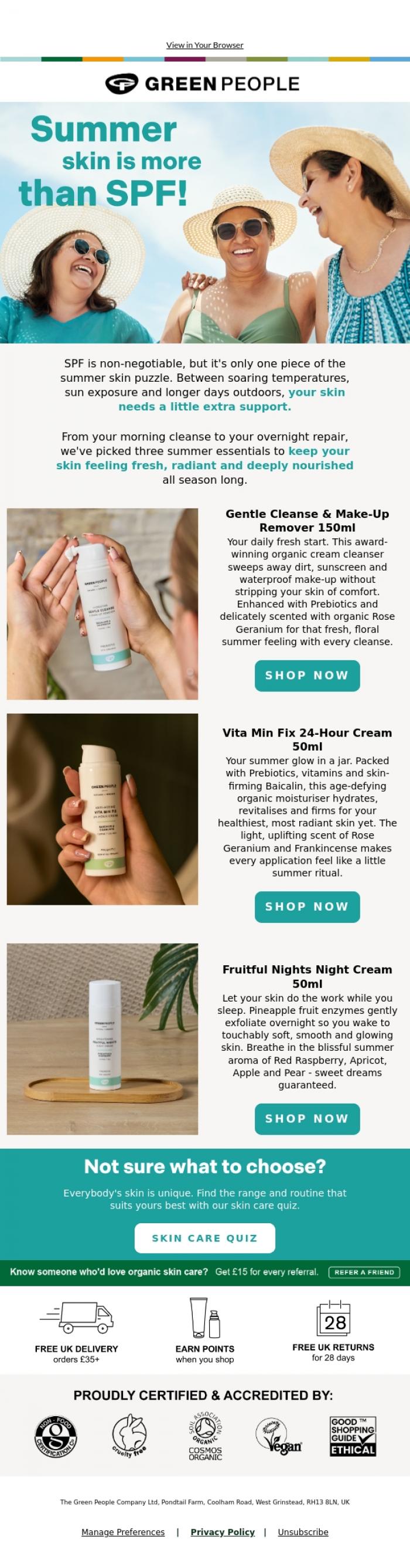 Email Design Inspiration from Green People, Hi there, your skin needs more than SPF this summer