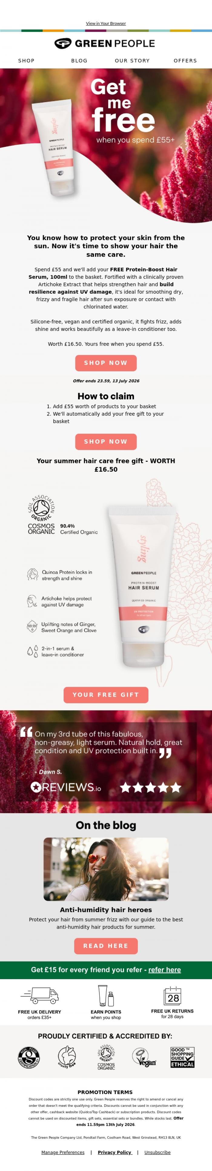 Email Design Inspiration from Green People, Hi there, meet your holiday hair hero!