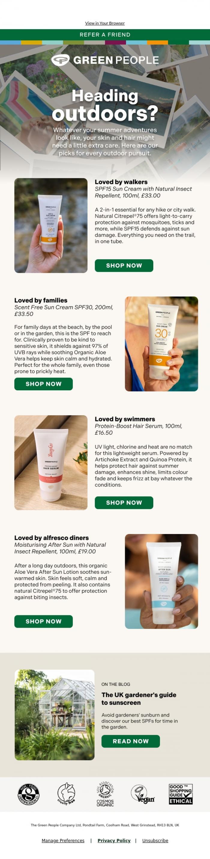 Email Design Inspiration from Green People, Hi there, heading outdoors?
