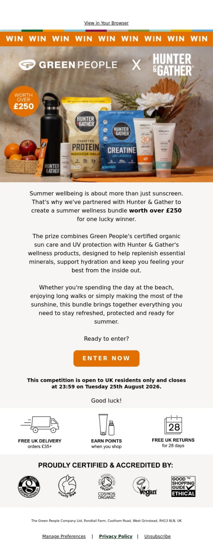 Email Design Inspiration from Green People, Hi there, adventure awaits! Enter our summer giveaway!