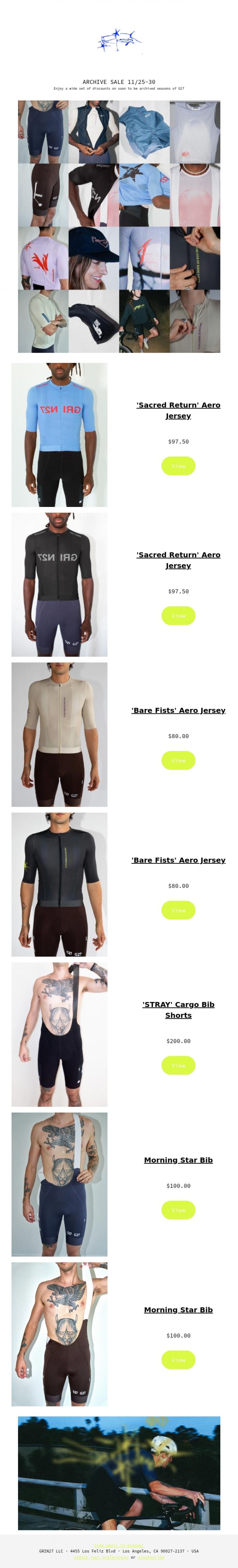 Email Design Inspiration from GRIN27 LLC, Archive Sale 11/25-30th