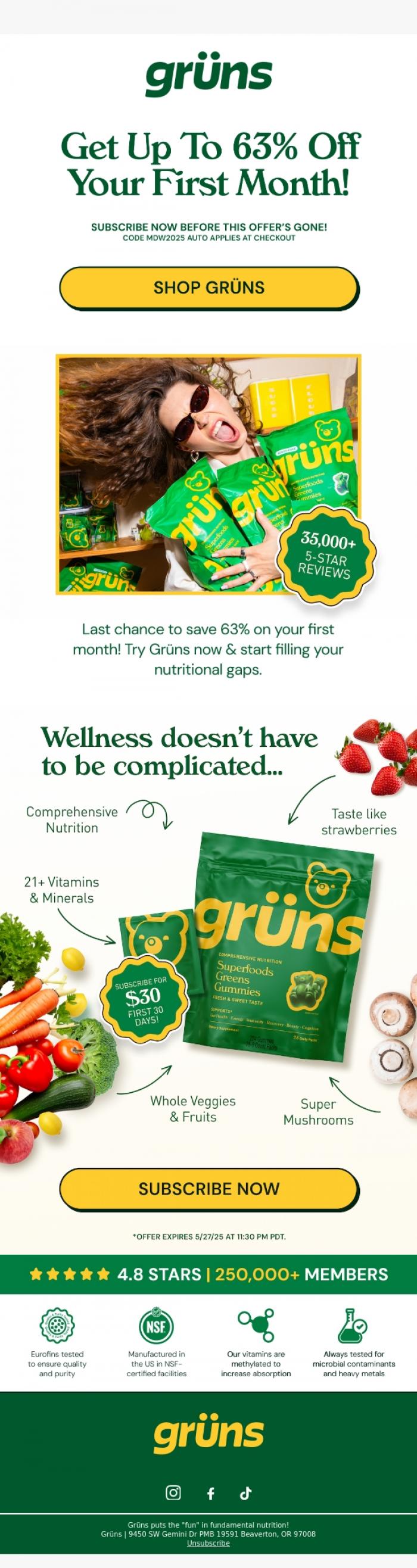 Email Design Inspiration from Gr&uuml;ns, LAST CHANCE: Your Memorial Day Exclusive Offer...