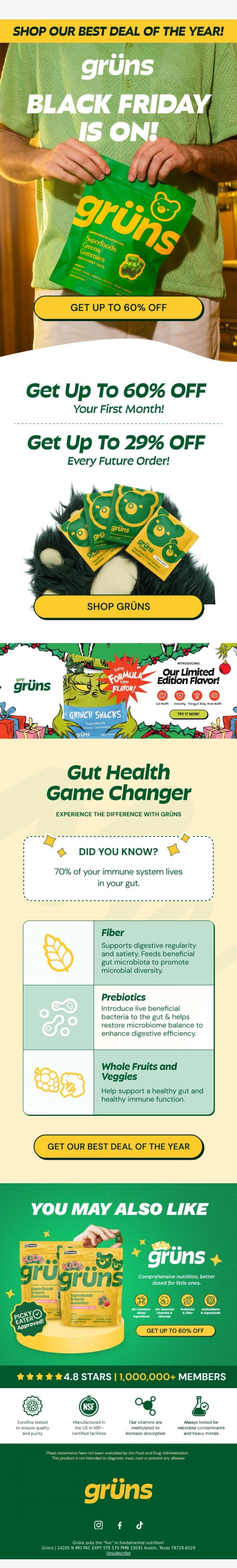 Email Design Inspiration from Gr&uuml;ns, Have&nbsp;Zero&nbsp;Regrets&nbsp;This&nbsp;Black&nbsp;Friday