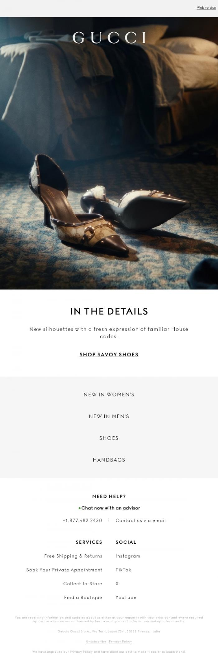 Email Design Inspiration from Gucci, Meet the Savoy Line