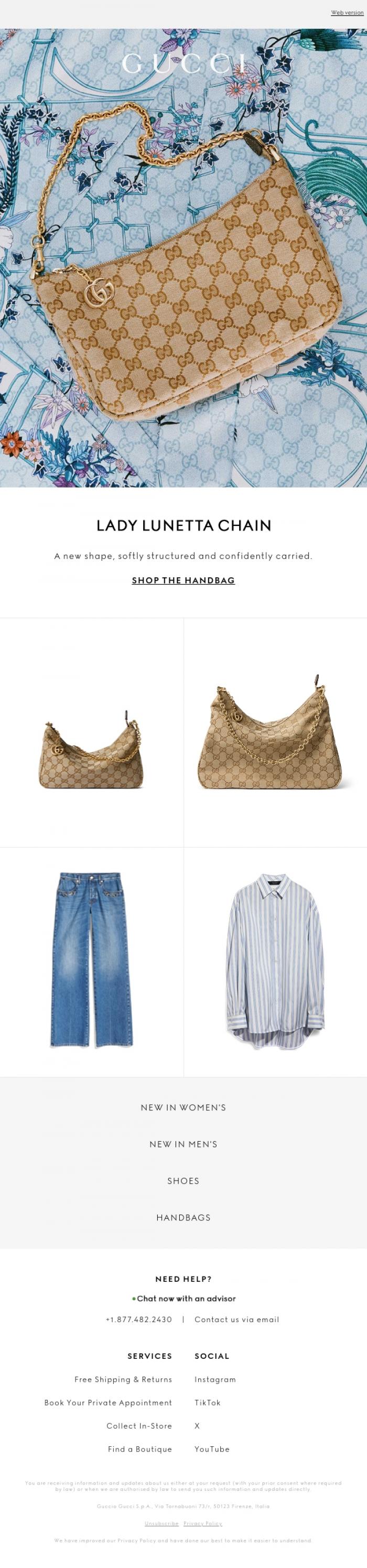 Email Design Inspiration from Gucci, A New Lady Lunetta