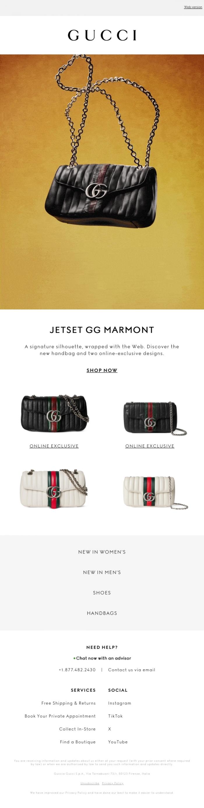 Email Design Inspiration from Gucci, The New Jetset GG Marmont