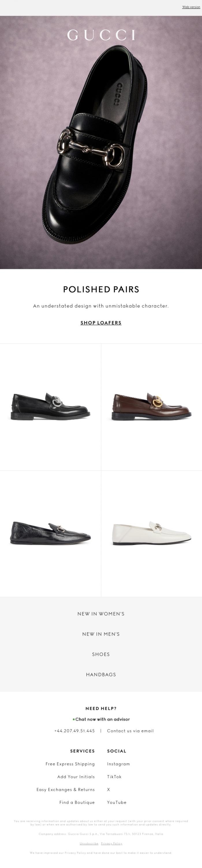 Email Design Inspiration from Gucci, Latest in Loafers