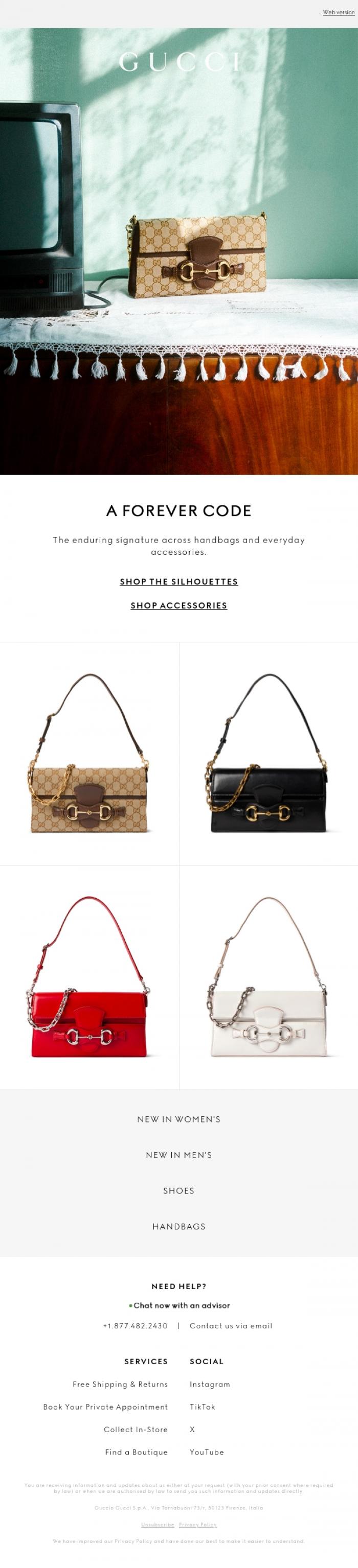 Email Design Inspiration from Gucci, A Horsebit Story