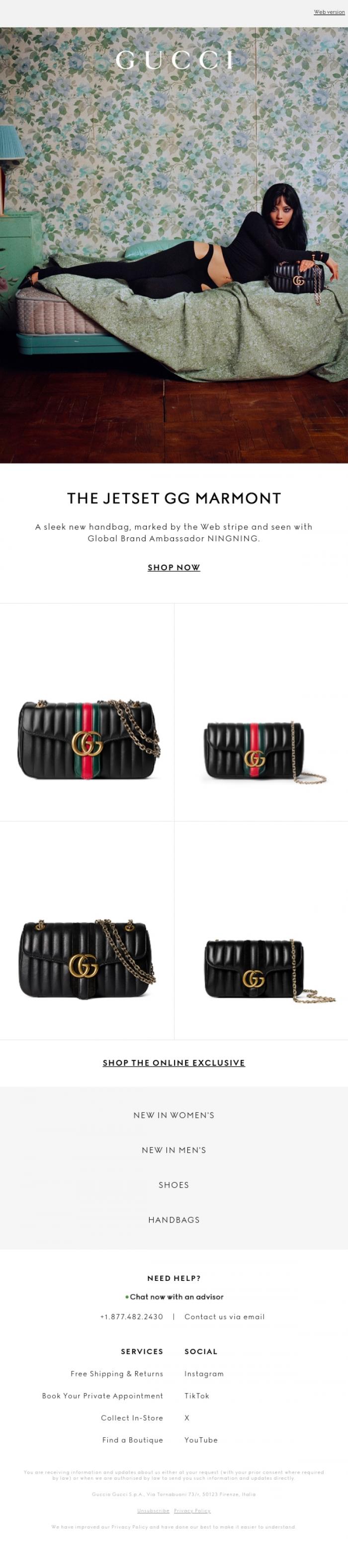 Email Design Inspiration from Gucci, All About the Jetset GG Marmont