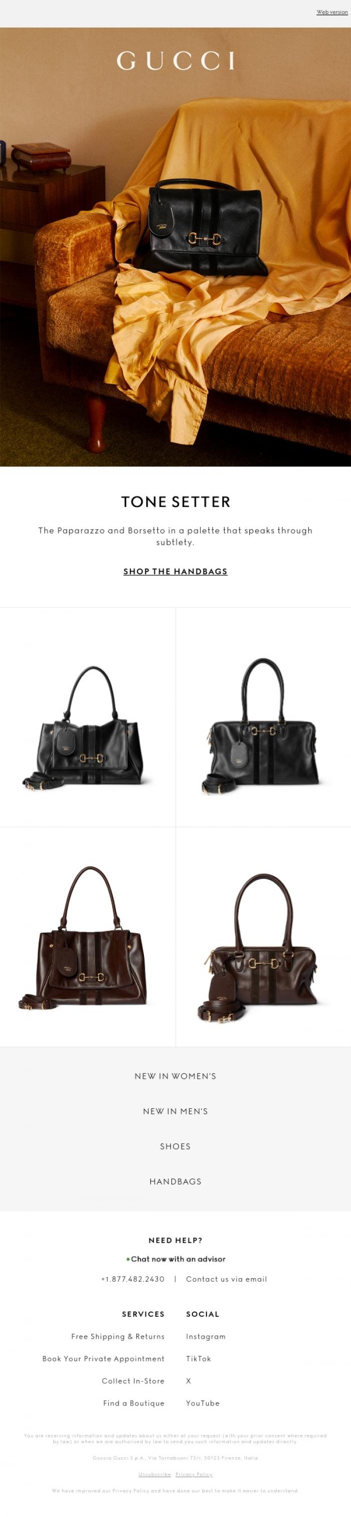 Email Design Inspiration from Gucci, Handbag Harmony