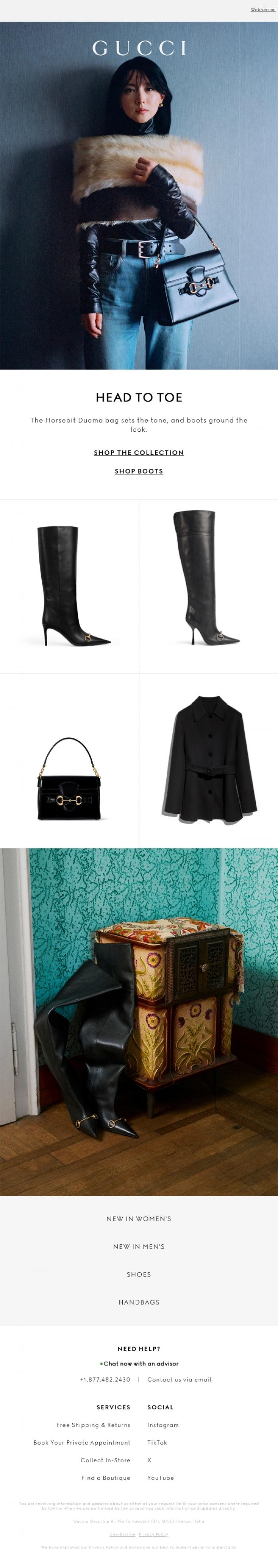 Email Design Inspiration from Gucci, Boots First
