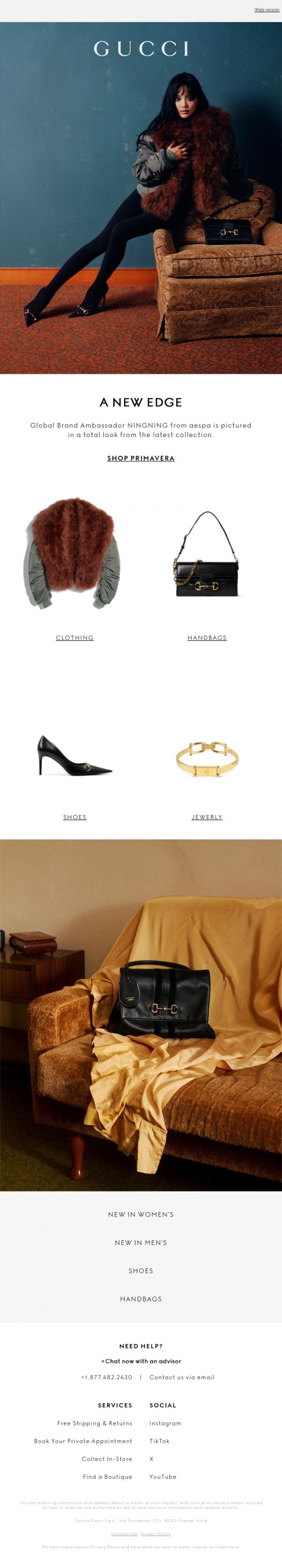 Email Design Inspiration from Gucci, The Primavera Wardrobe