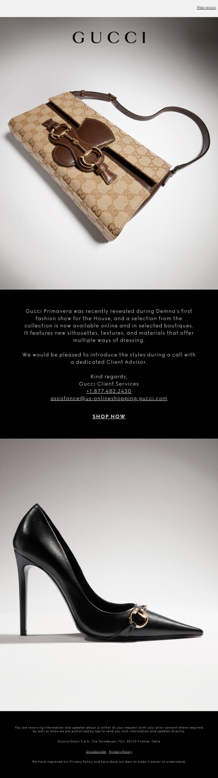 Email Design Inspiration from Gucci Client Services, A Gucci Primavera Exclusive