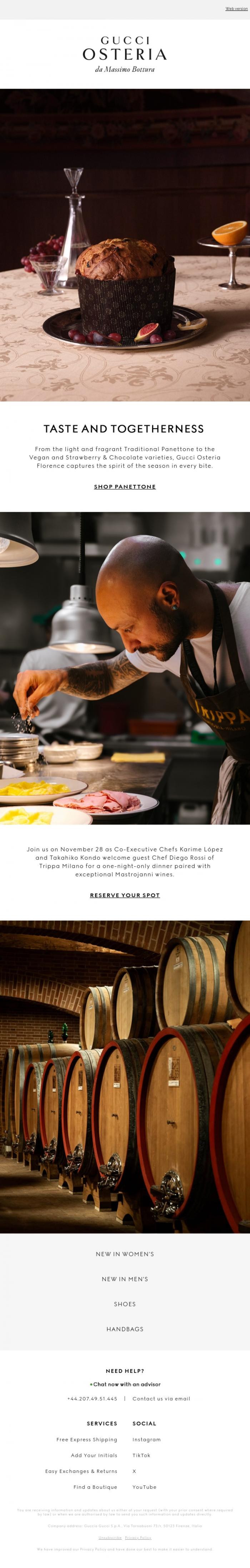 Email Design Inspiration from Gucci Osteria da Massimo Bottura, A Celebration of Italian Tradition