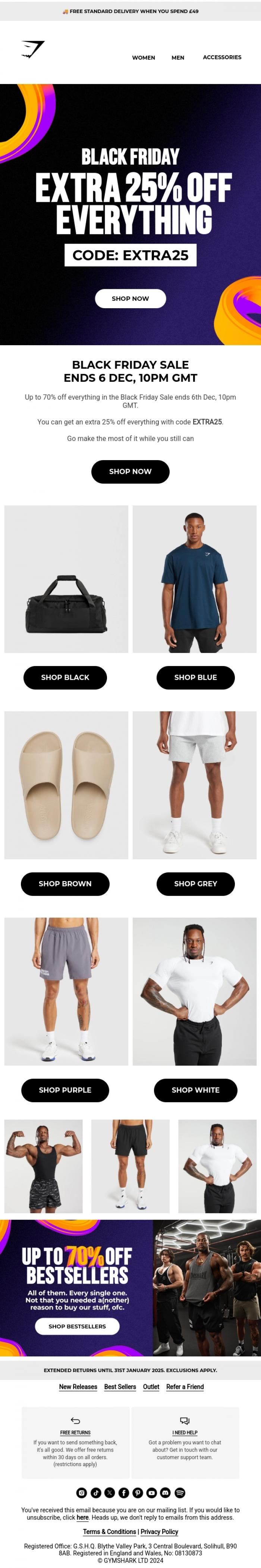 Email Design Inspiration from Gymshark, 🚨ENDS SOON🚨 + extra 25% off everything