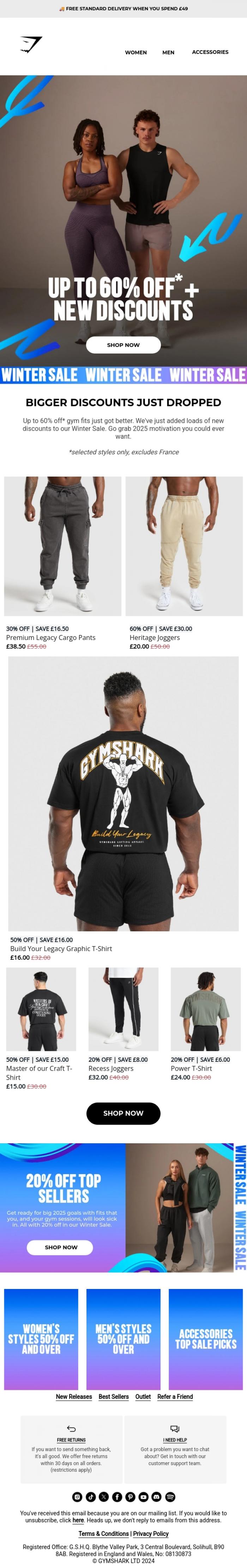 Email Design Inspiration from Gymshark, Up To 60% Off* + New Discounts Added