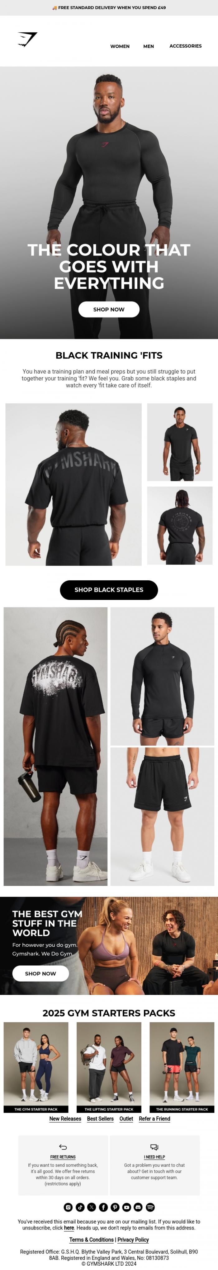 Email Design Inspiration from Gymshark, Back to Black 🖤
