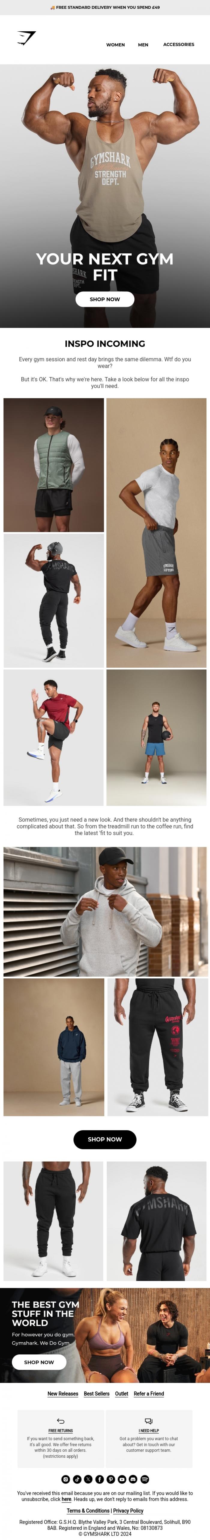 Email Design Inspiration from Gymshark, HELP idk what to wear 🤯