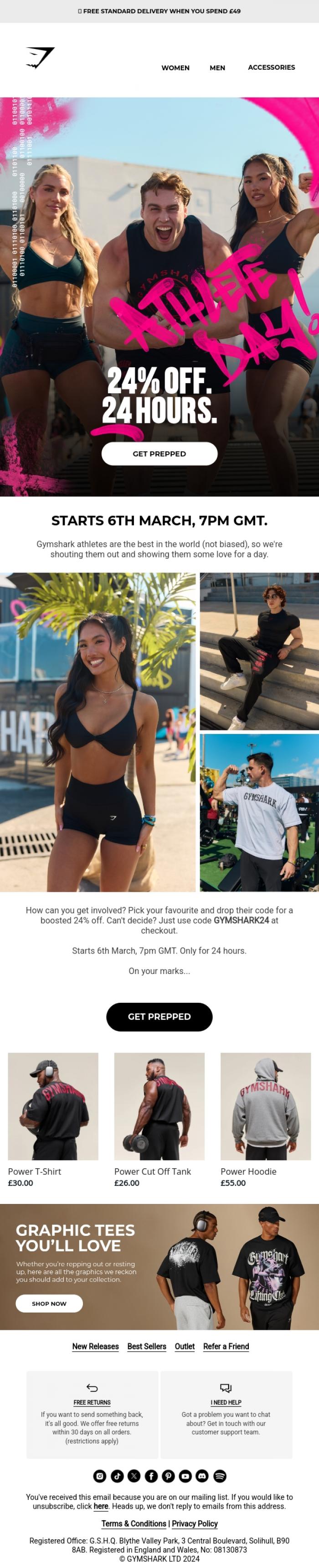 Email Design Inspiration from Gymshark, Gymshark Athlete Day 🥳