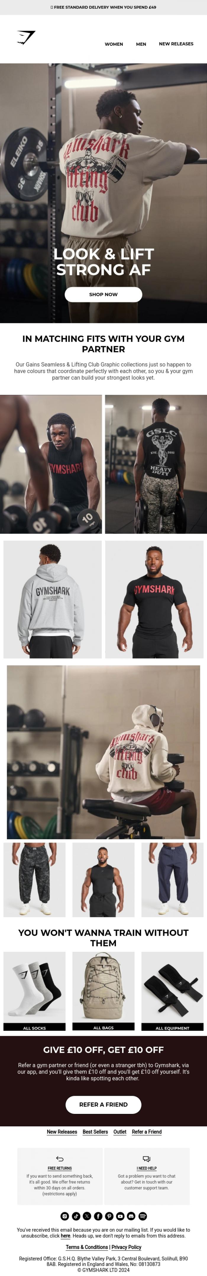 Email Design Inspiration from Gymshark, Look & lift strong af 😮&zwj;💨