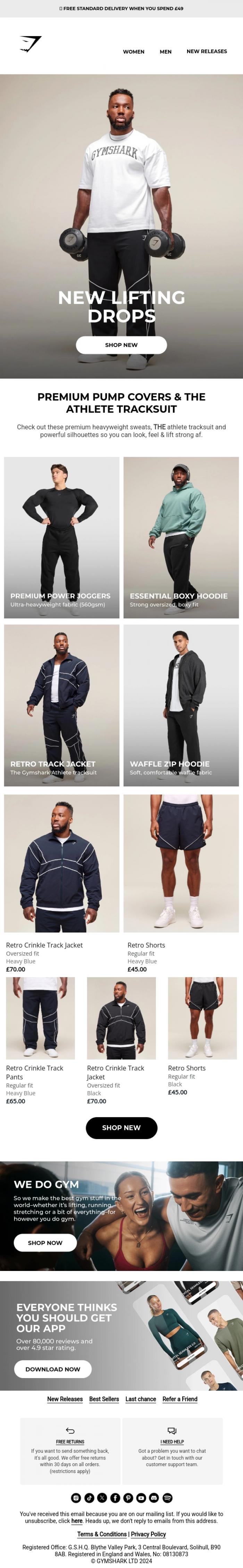 Email Design Inspiration from Gymshark, NEW lifting drops 😮&zwj;💨