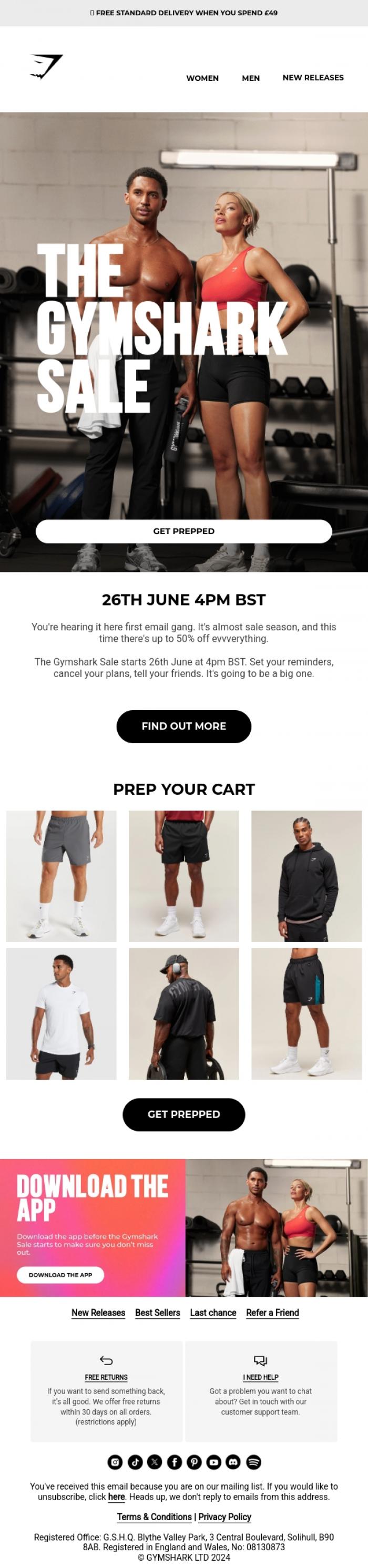 Email Design Inspiration from Gymshark, Did someone say up to 50% everything? 👀🫨
