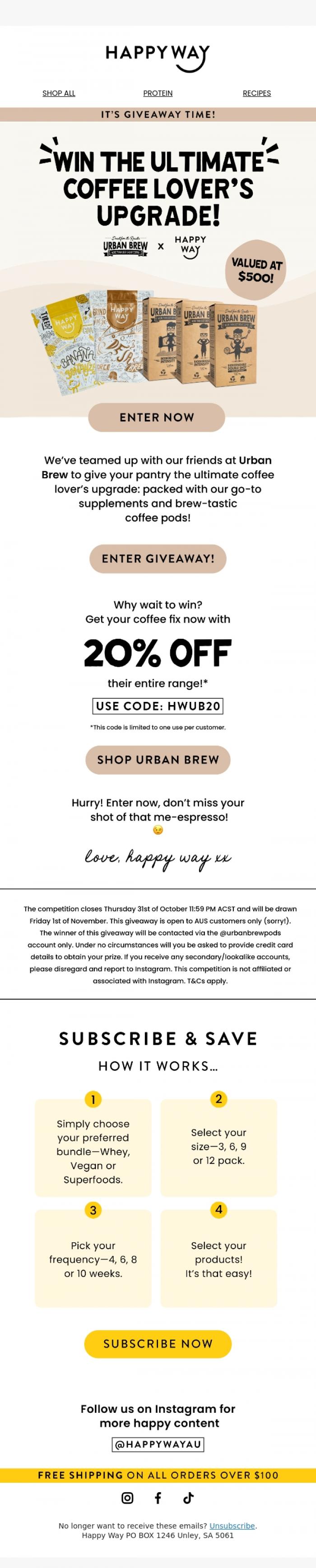 Email Design Inspiration from Happy Way, WIN $500 worth of vouchers! 🚨