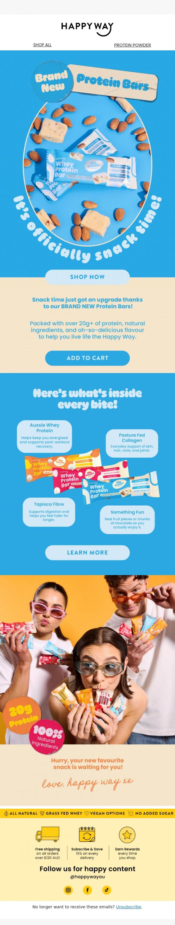 Email Design Inspiration from Happy Way, Your new favourite snack is here 👀🍫