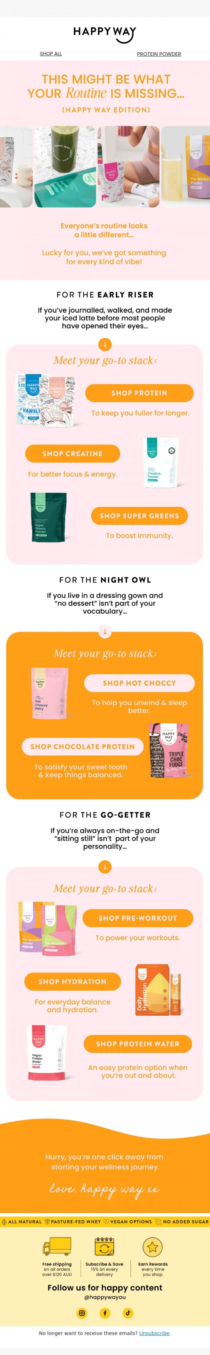 Email Design Inspiration from Happy Way, This might be what your routine is missing... 👀