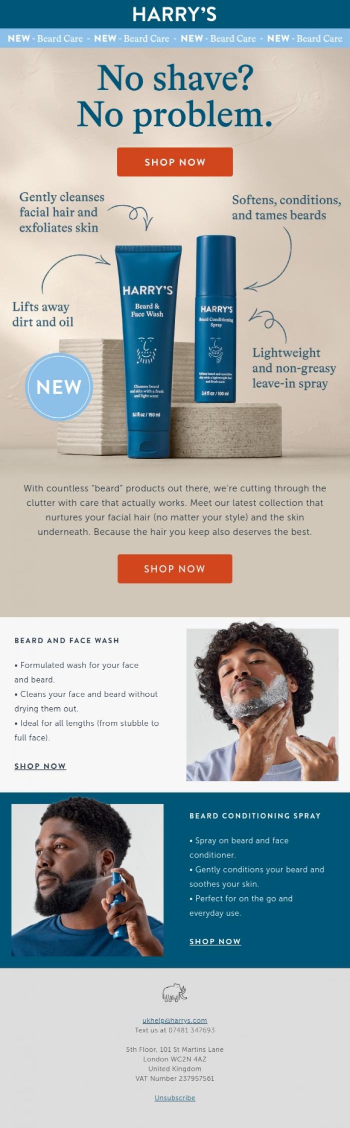 Email Design Inspiration from Harry's, Some (facial) hair-raising news