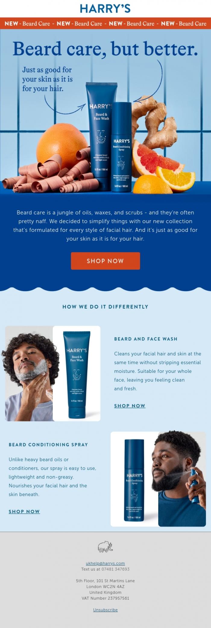 Email Design Inspiration from Harry's, Get to know our new beard range