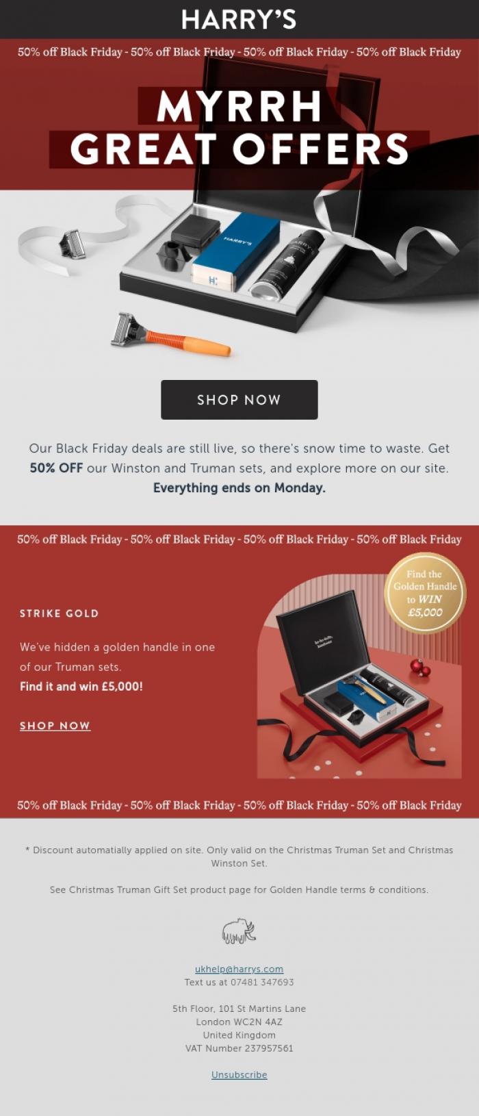 Email Design Inspiration from Harry's, Snow time to waste