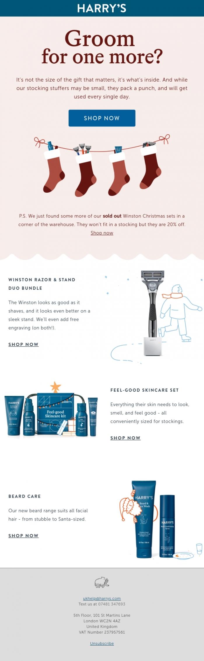 Email Design Inspiration from Harry's, Looking for those last few extra gifts?