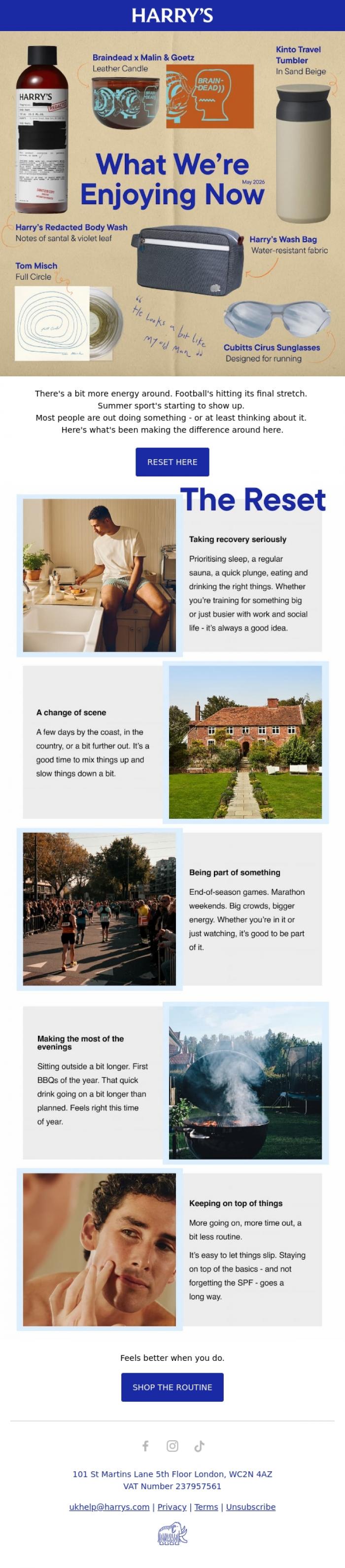 Email Design Inspiration from Harry's, The Reset