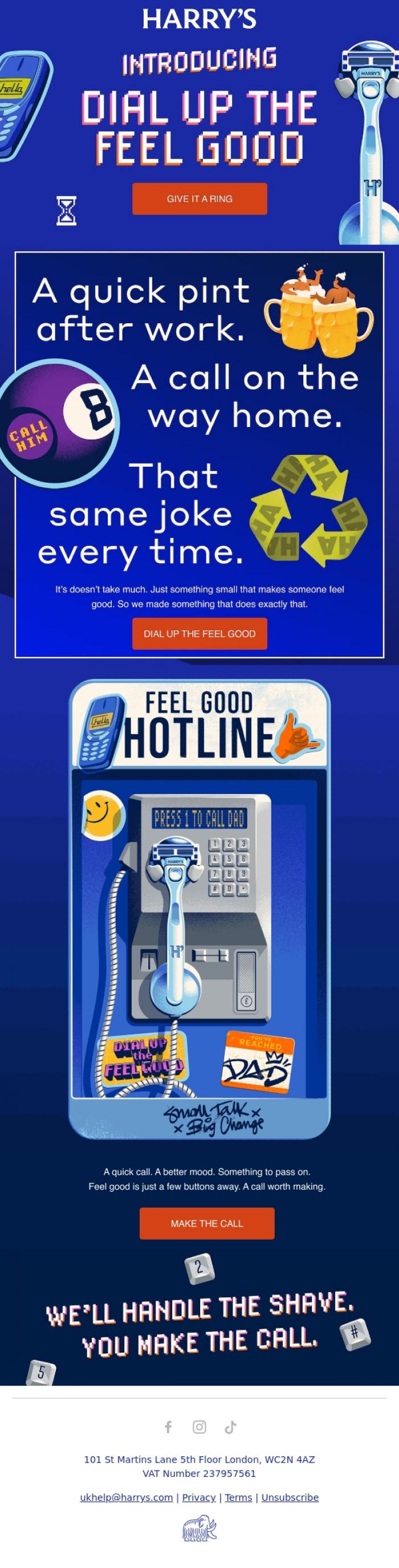 Email Design Inspiration from Harry's, Dial Up The Feel Good