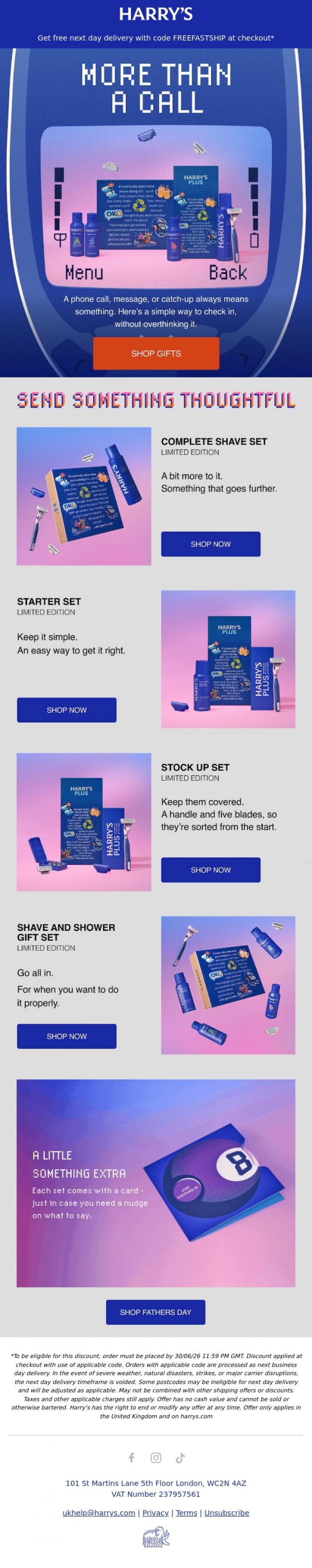 Email Design Inspiration from Harry's, Something small goes a long way