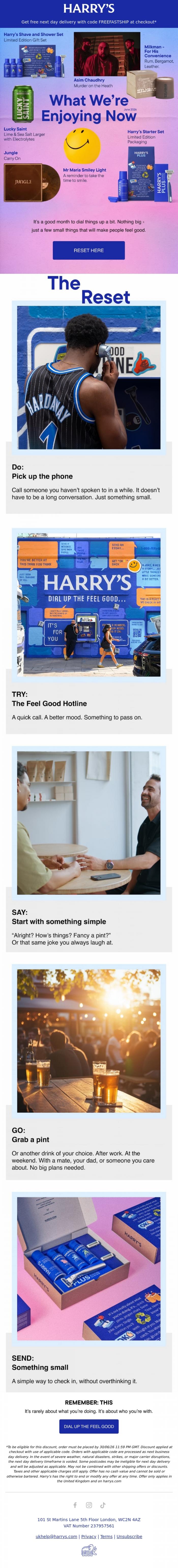 Email Design Inspiration from Harry's, The Reset