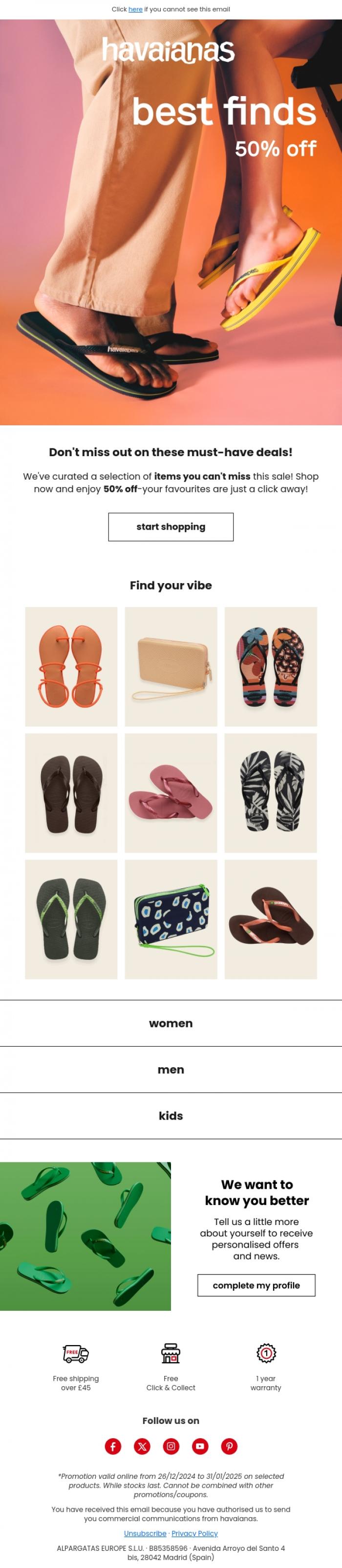Email Design Inspiration from Havaianas, ❤️&zwj;🔥 Top picks on sale | 50% off