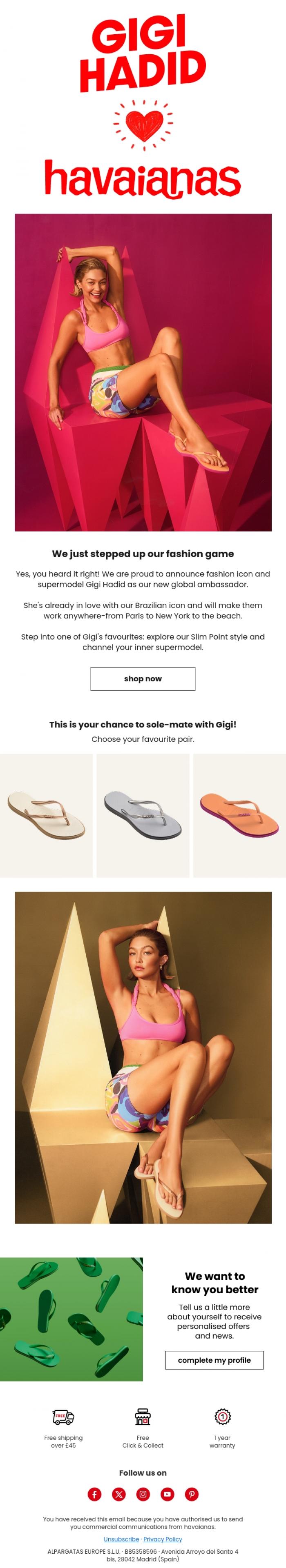 Email Design Inspiration from Havaianas, Meet our new ambassador!