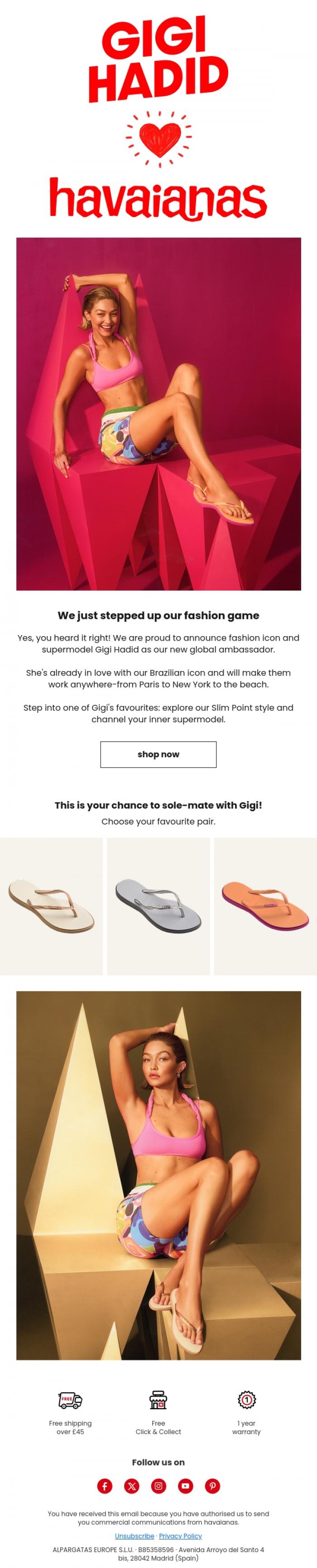 Email Design Inspiration from Havaianas, Gigi Hadid 🖤 havaianas