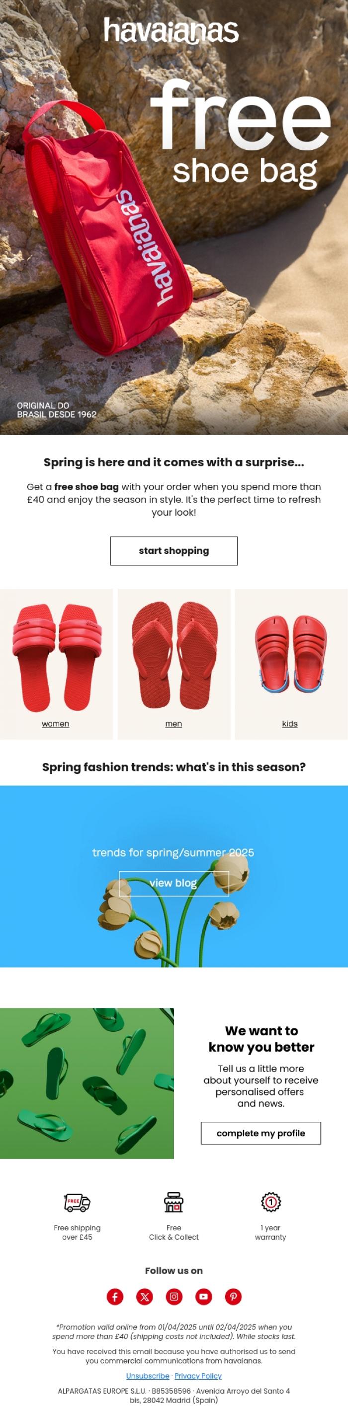 Email Design Inspiration from Havaianas, Celebrate Spring with a fresh gift 🌷